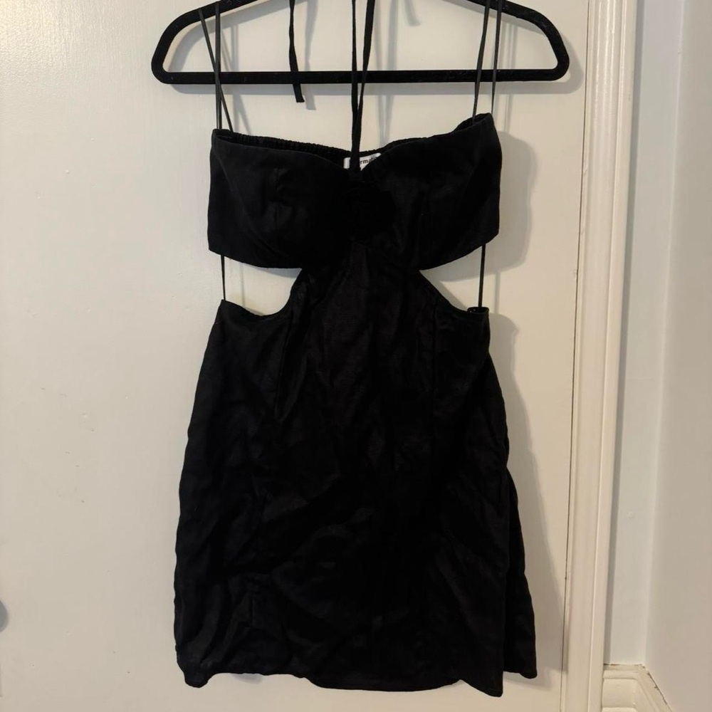 Reformation Mairwen Linen Dress in Black Size 10